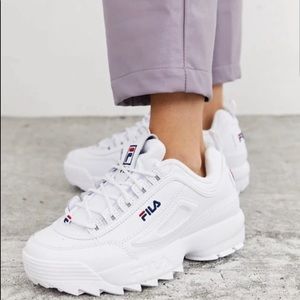 WHITE FILA DISRUPTORS